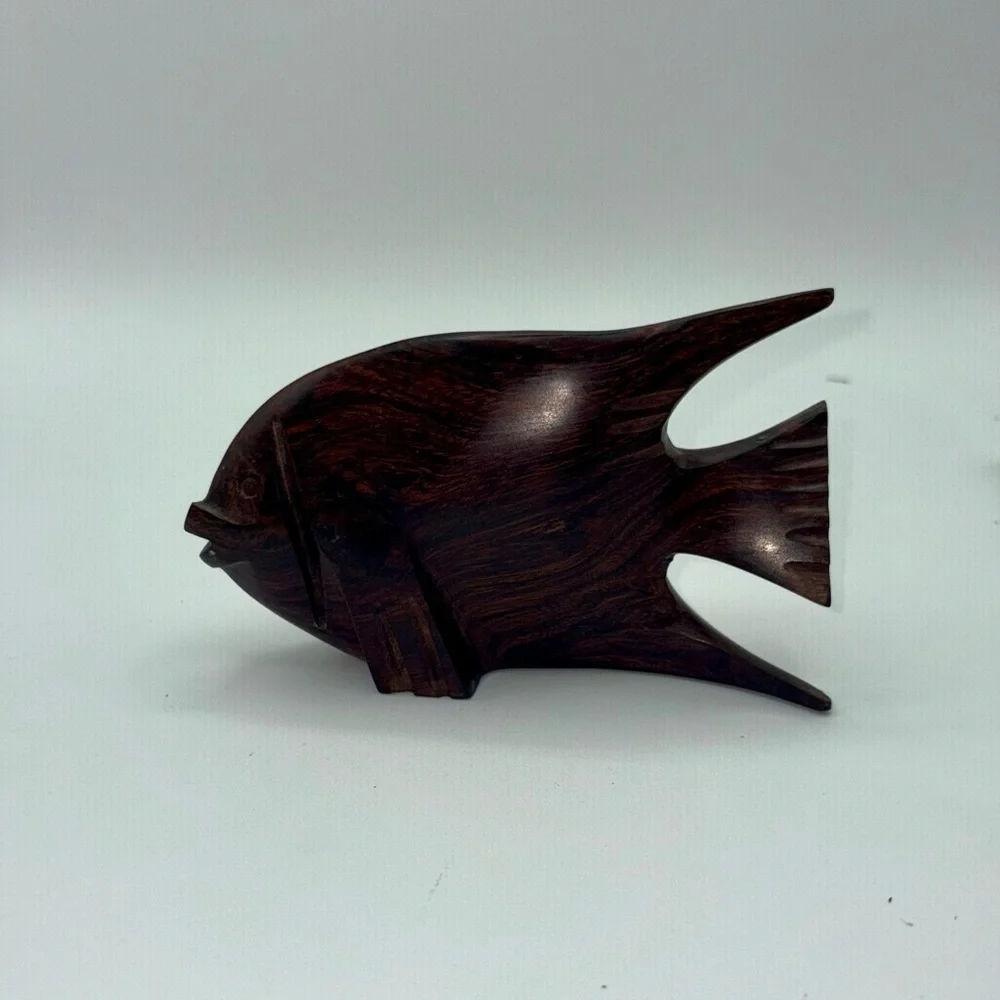 Carved Ironwood Tropical Fish 5 Inches long X 3 Inches Tall Brown Wood